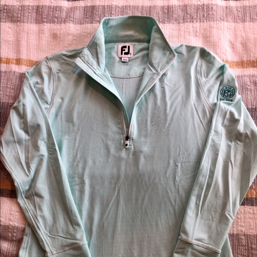 Footjoy 1/2 zip.  Light green/white stripe.  Sz S